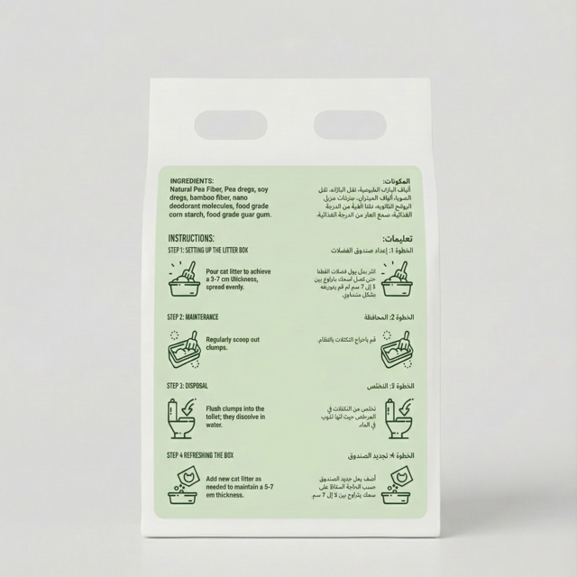 Pawty Tofu Cat Litter 6L Green Tea scented | Organic by Pawsome Arabia(PACK OF 4)