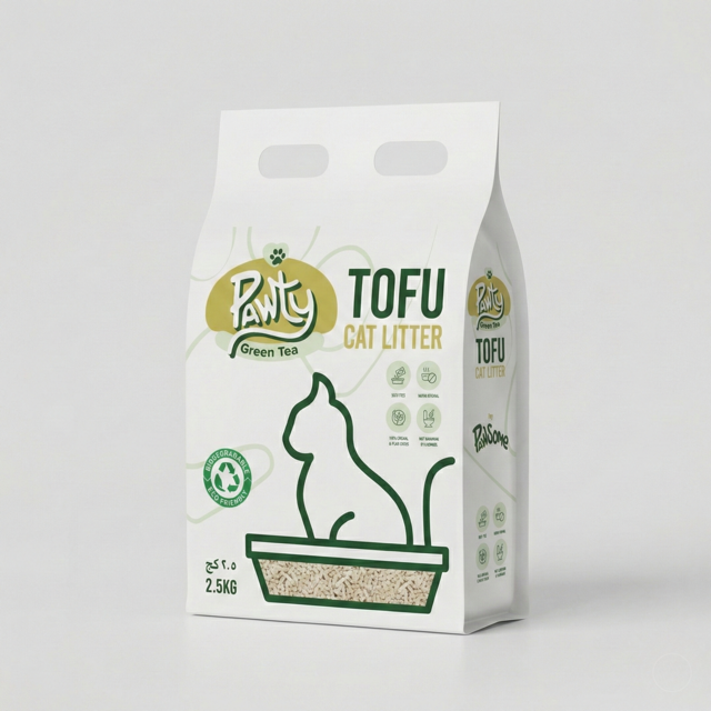 Pawty Tofu Cat Litter 6L Green Tea scented | Organic by Pawsome Arabia(PACK OF 4)