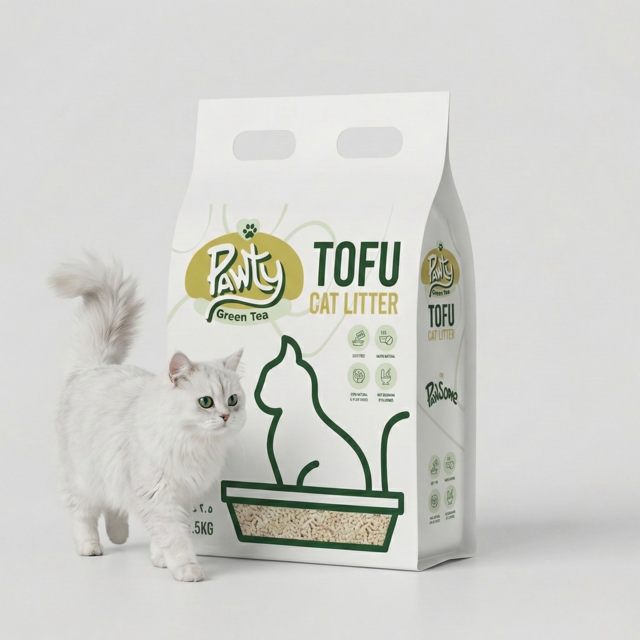 Pawty Tofu Cat Litter 6L Green Tea scented | Organic by Pawsome Arabia(PACK OF 4)