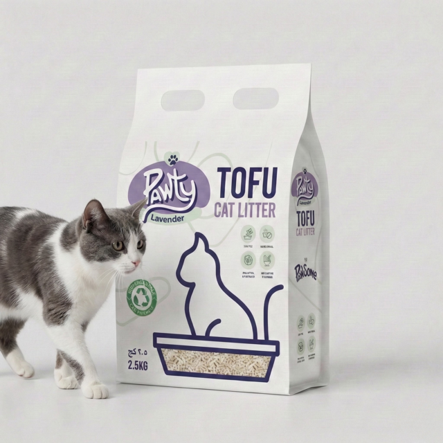 Pawty Tofu Cat Litter 6L Lavender scented | Organic by Pawsome Arabia(PACK OF 4)