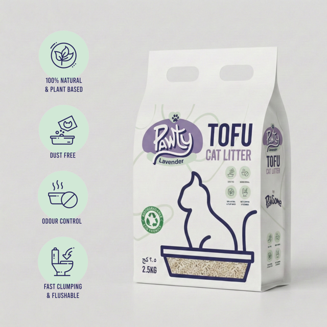 Pawty Tofu Cat Litter 6L Lavender scented | Organic by Pawsome Arabia(PACK OF 4)