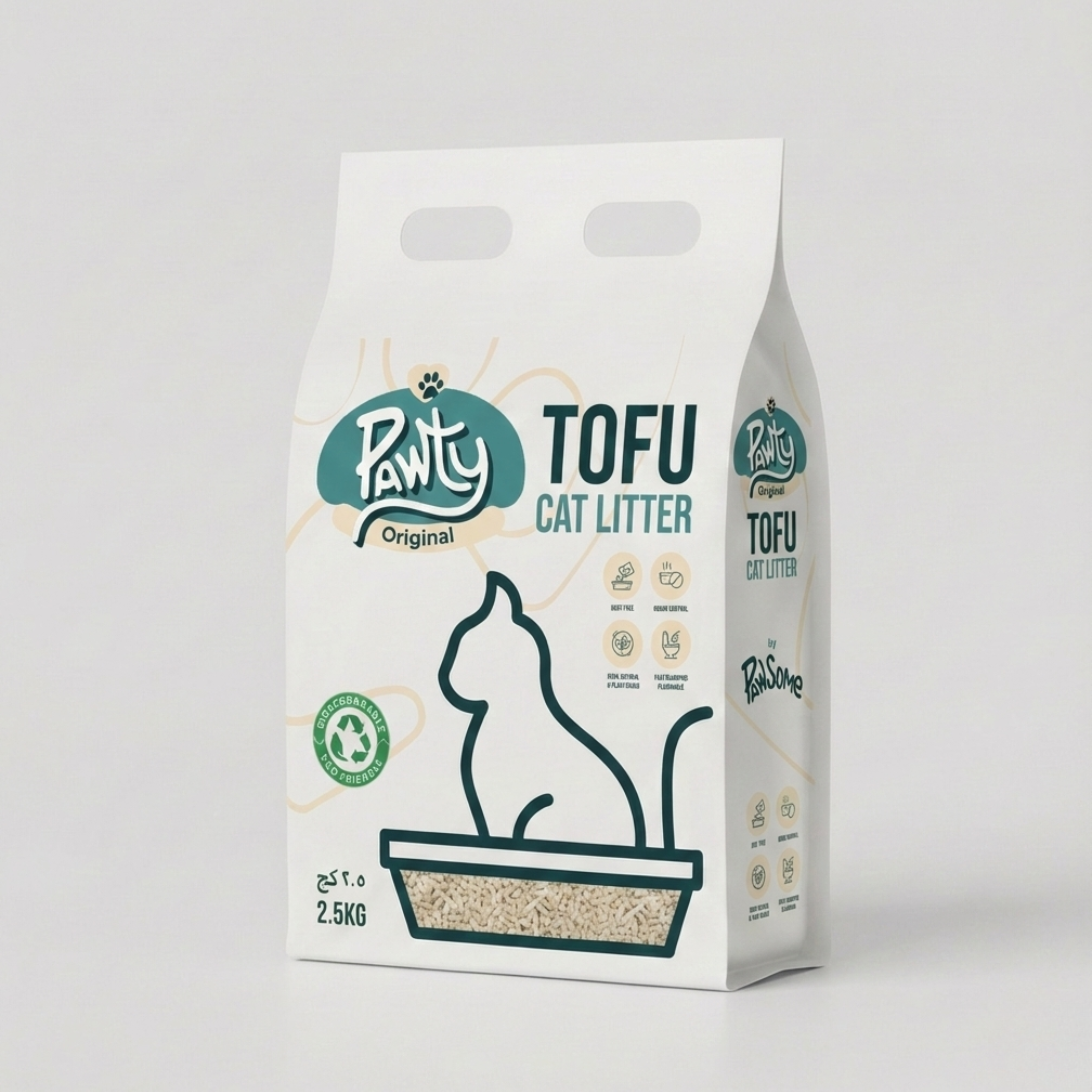 Pawty Tofu Cat Litter 6L | Original scented | Organic by Pawsome Arabia (PACK OF 4)