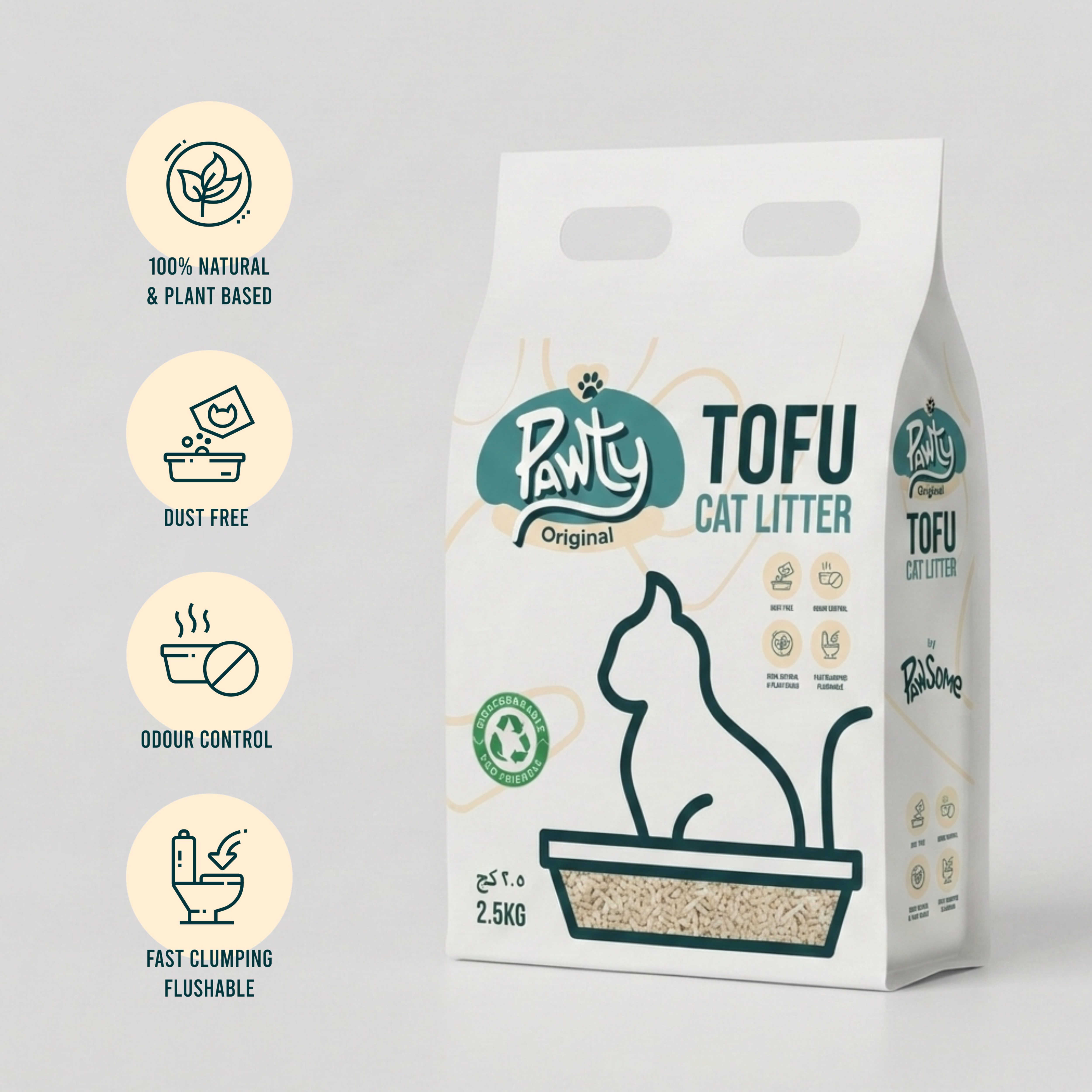 Pawty Tofu Cat Litter 6L | Original scented | Organic by Pawsome Arabia (PACK OF 4)