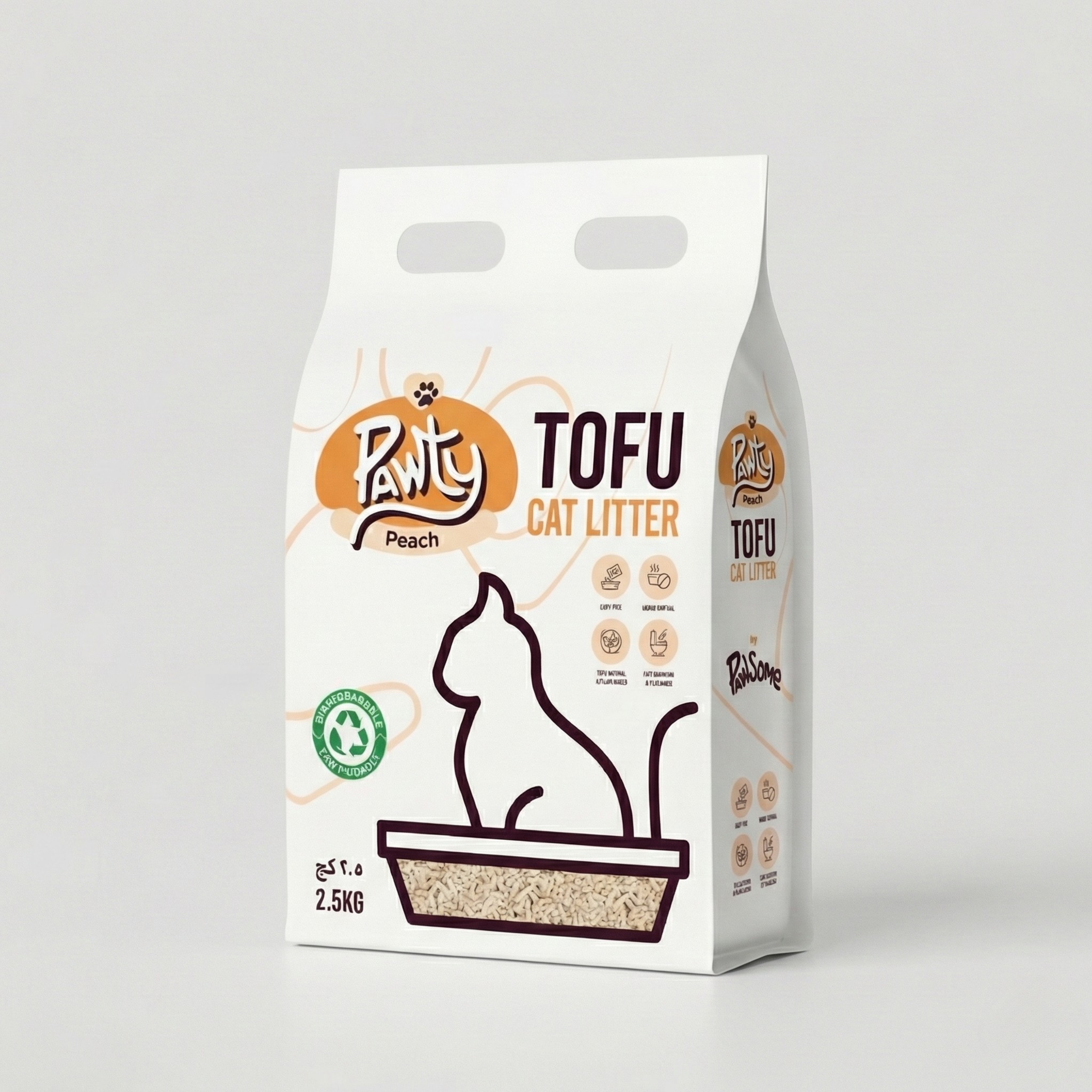 Pawty Tofu Cat Litter 6L | Peach scented | Organic by Pawsome Arabia(PACK OF 4)